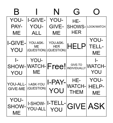 BARR MASTER ASL UNIT 2 DIRECTIONAL VERBS Bingo Card