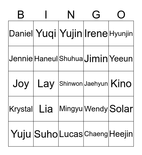 Member Ena Bingo Card