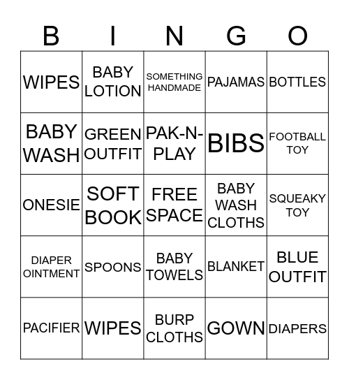 BABY ACE Bingo Card