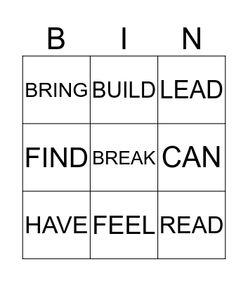 IRREGULAR VERBS Bingo Card