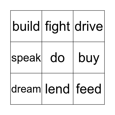 IRREGULAR VERBS BINGO Card