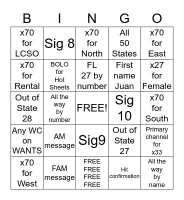 MODE 11 Bingo Card