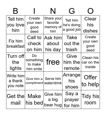 Father's Day  Bingo Card