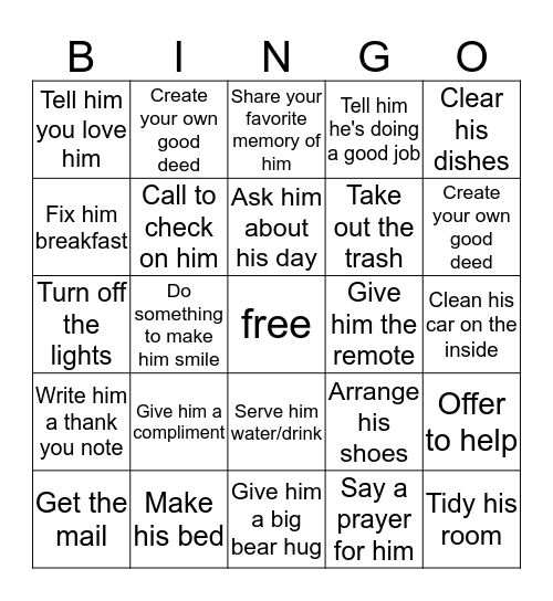 Father's Day  Bingo Card