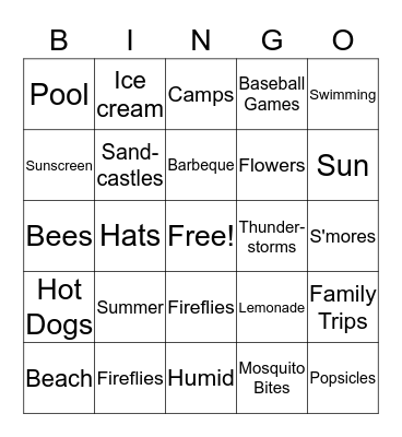 Summertime Bingo Card