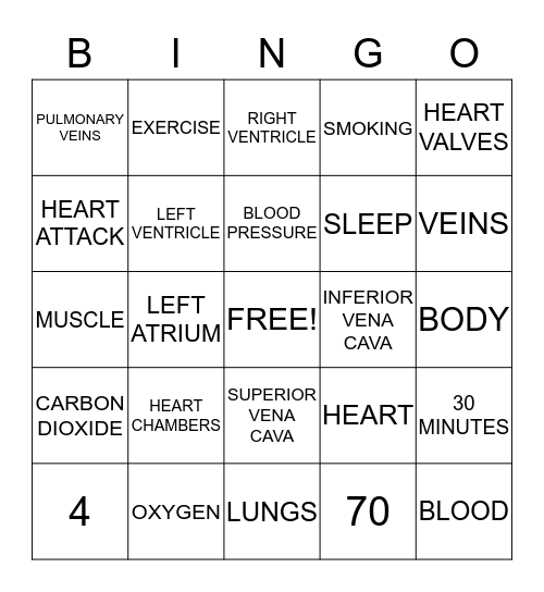 HEALTHLY  HEART Bingo Card