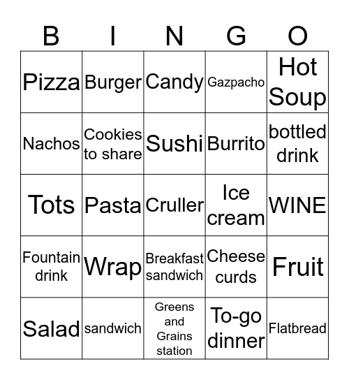 Downtown Kitchen Bingo Card