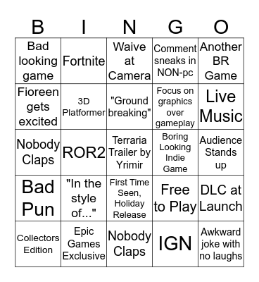 PC  Bingo Card