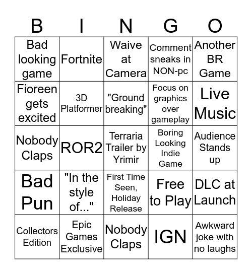 PC  Bingo Card