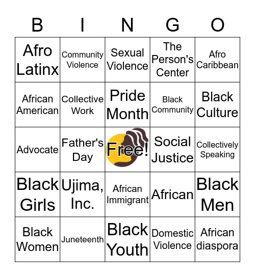 Ujima's June Bingo Card