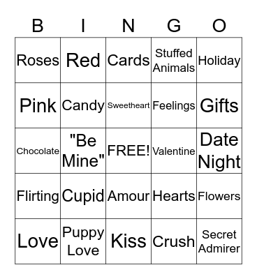 Mortar Board: Post Valentine's Day Bingo Card