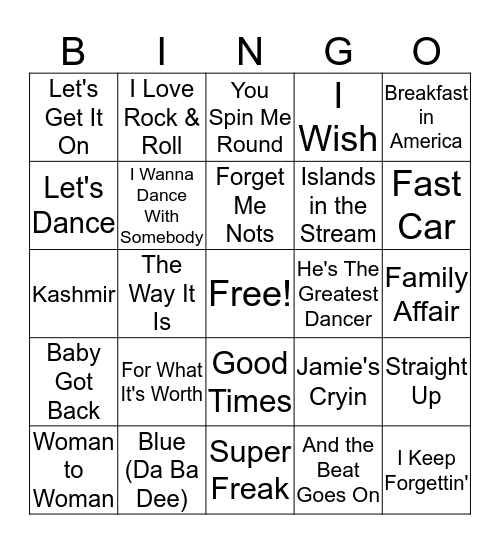 Mental Floss Music Bingo: Sampled Bingo Card