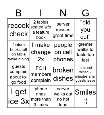 JTB Card Bingo Card