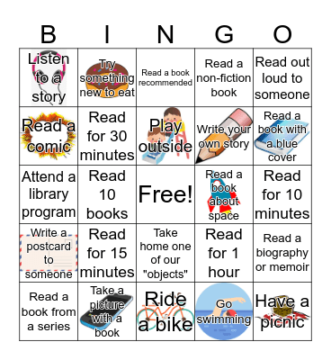 DPL Summer Reading 2019 Bingo Card