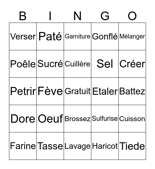 Les Galettes et Crêpes Lotto Bingo Card
