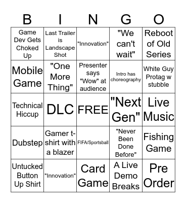 E3 2019 Bingo Card