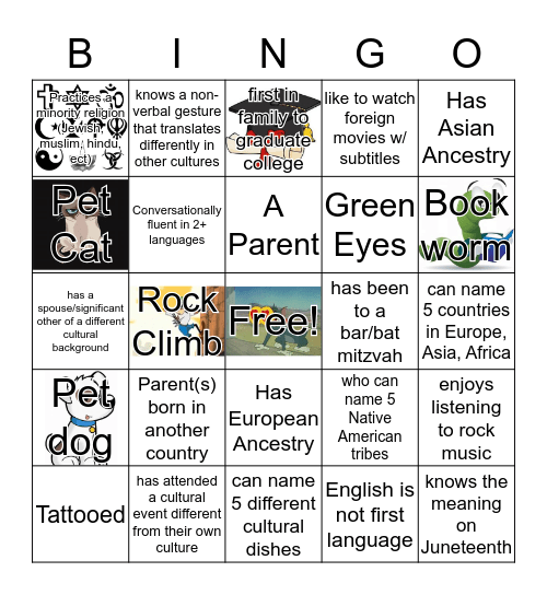 Diversity Bingo Card