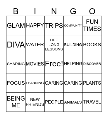 Wain's 4H-Angels Bingo Card