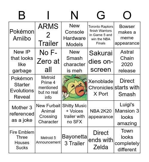 Nintendo Direct E3 2019 Bingo Card