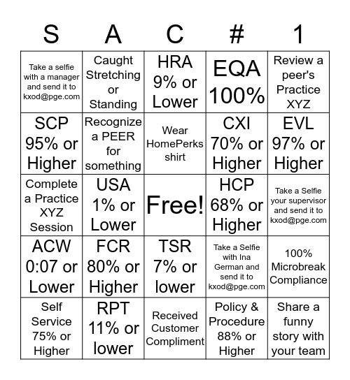 Sacramento Strong BINGO Card