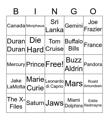 Team Pandora Bingo Card