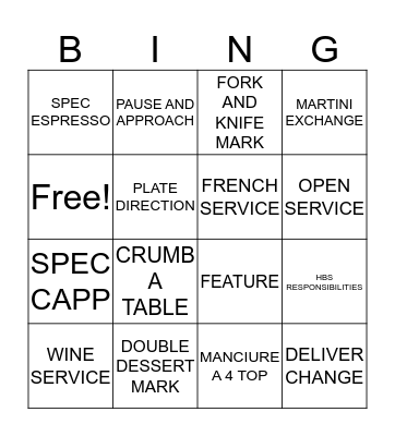 TECHNICAL PROFICIENCY Bingo Card