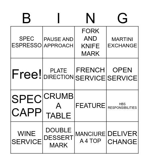 TECHNICAL PROFICIENCY Bingo Card