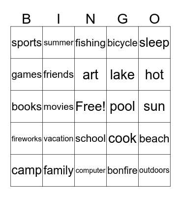 Summer Bingo Card