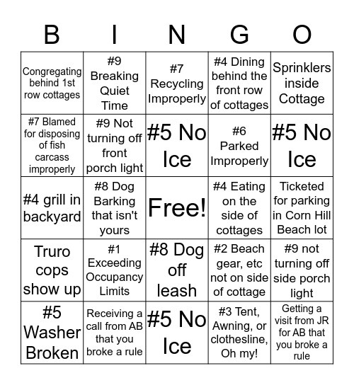 ROSEVILLE BINGO Card