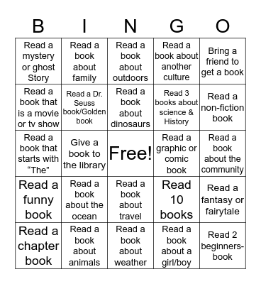 Book It! Bingo Card