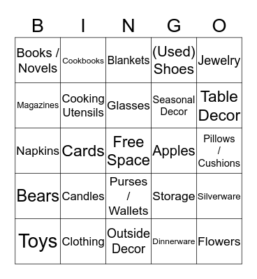 Yard Sale Bingo Card