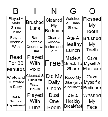 Summer Days Bingo Card