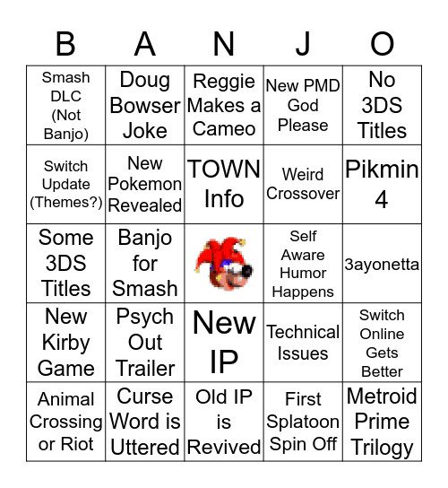 Nintnedo E3  Bingo Card