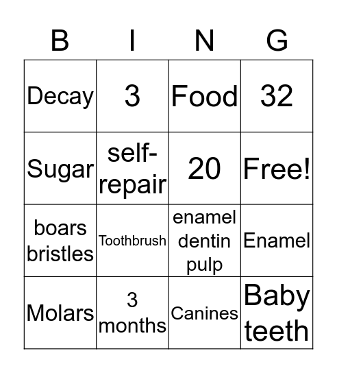 Dental Hygienist Bing  Bingo Card