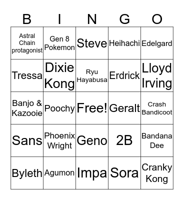 Smash DLC at E3 (how do you win this?) Bingo Card
