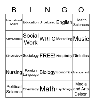 Major Bingo Card