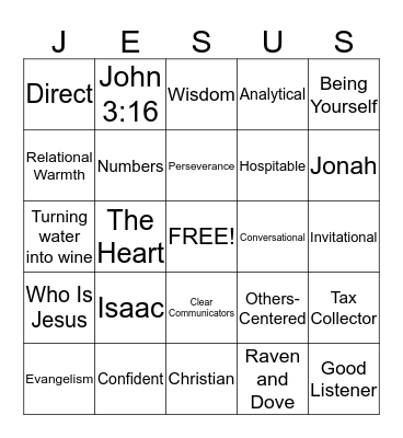 Contagious Christian Bingo Card