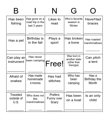 "Find Someone Who..." Bingo Card