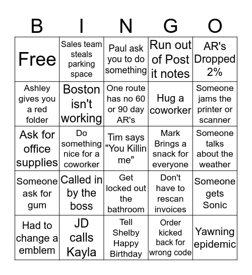 OFFICE  Bingo Card