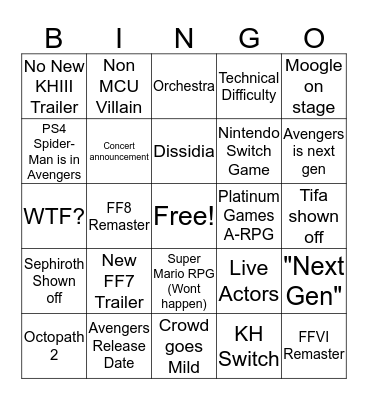 Square E3 Bingo Card