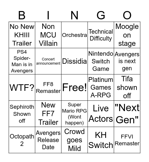 Square E3 Bingo Card