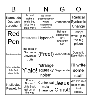 Standard Abraham Soundbites Bingo Card
