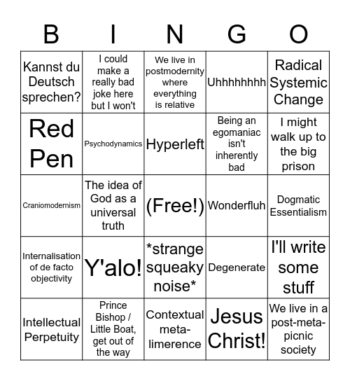 Standard Abraham Soundbites Bingo Card