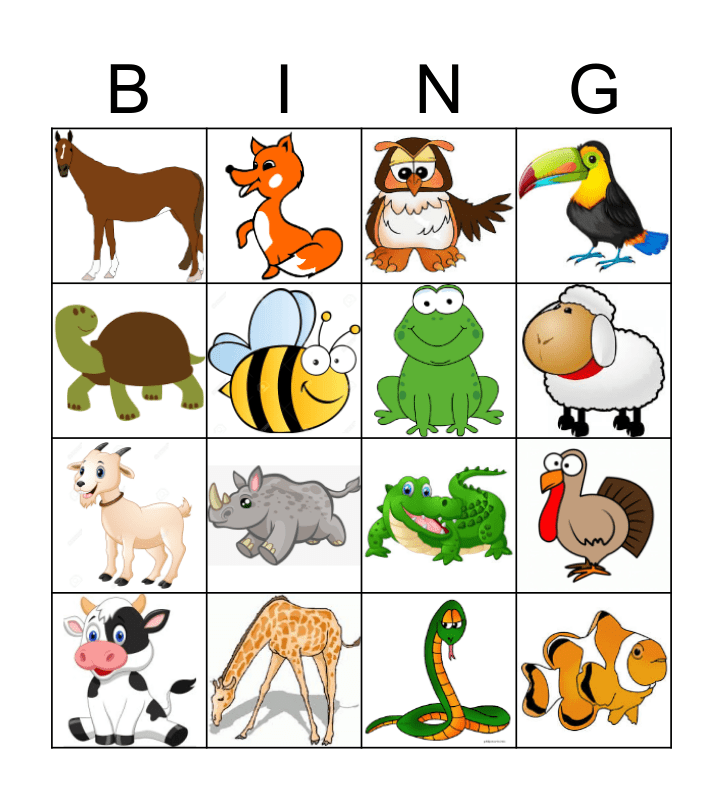 Wild Animal Bingo Free Printable