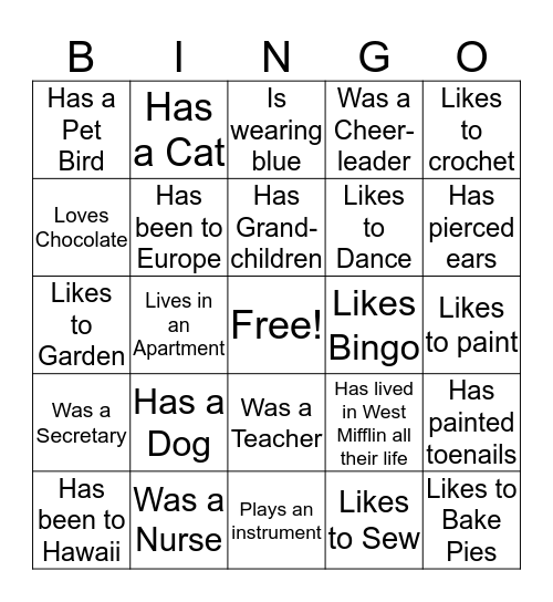 HUMAN BINGO Card