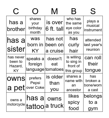 FIND SOMEONE WHO... Bingo Card