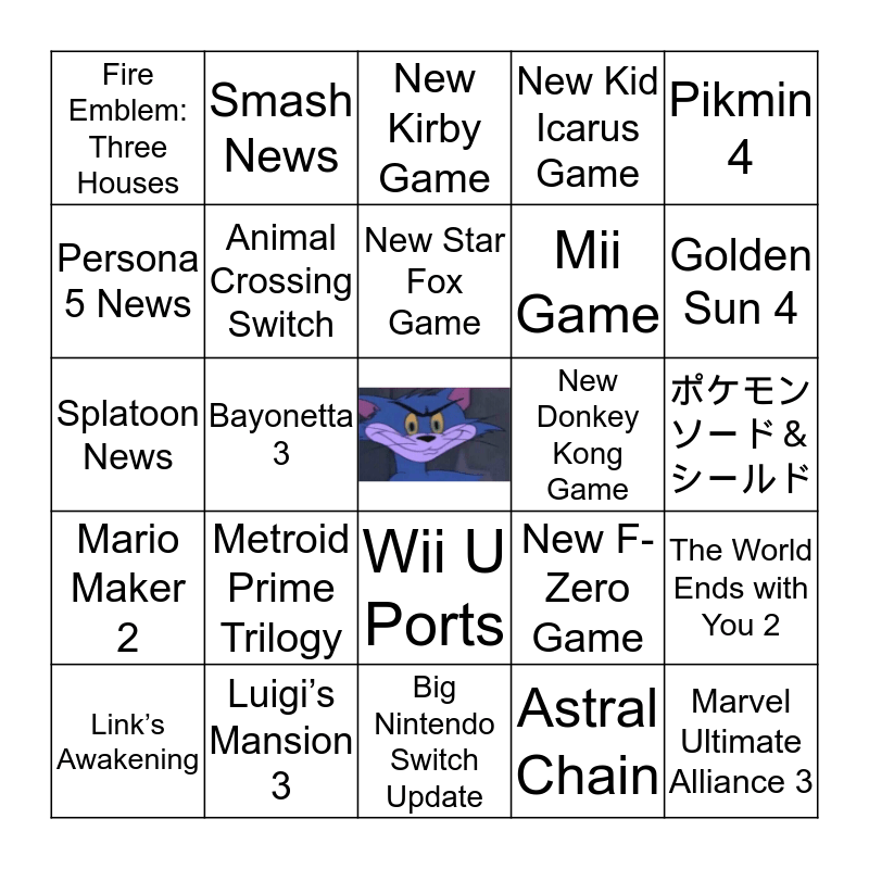Nintendo 19 Bingo Card