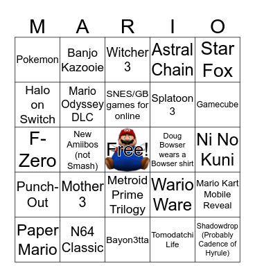Nintendope Bingo Card