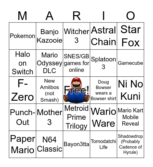 Nintendope Bingo Card