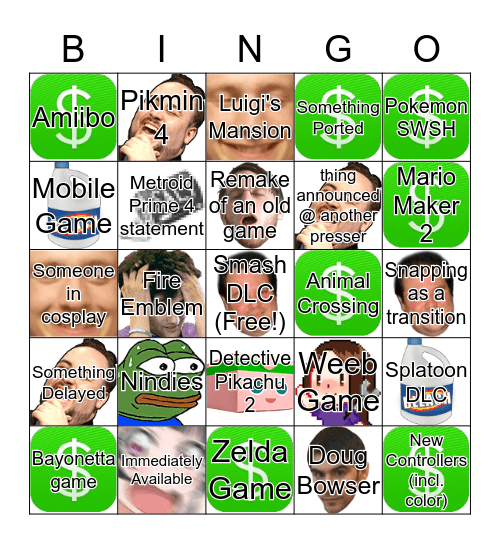 Nintendo E3 2019 Bingo Card